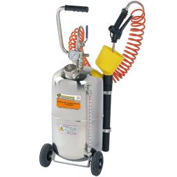 Pneumatisches ­Sprühgerät, ​Chromstahl (Inox), von ECODORA.