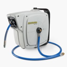 Enrouleur de tuyau d’air comprimé haut de gamme d’ECODORA, longueur 14 m,  avec «SPEED CONTROL» frein centrifuge.