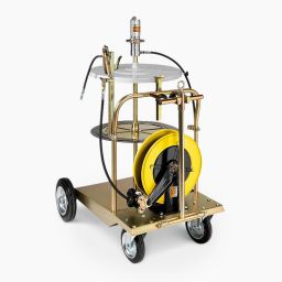 Chariot de graissage pour fûts 180/220 kg, avec 12 m de tuyau haute pression