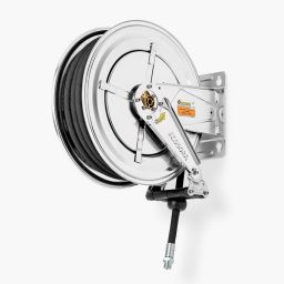 Enrouleurs de tuyaux en Inox, pour eau chaude jusqu’à 130 °C / 200 bar, 18m